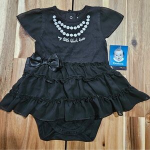 Gerber Baby Girl “Little Black Dress”Ruffle Dress Bodysuit 3–6 Months NWT